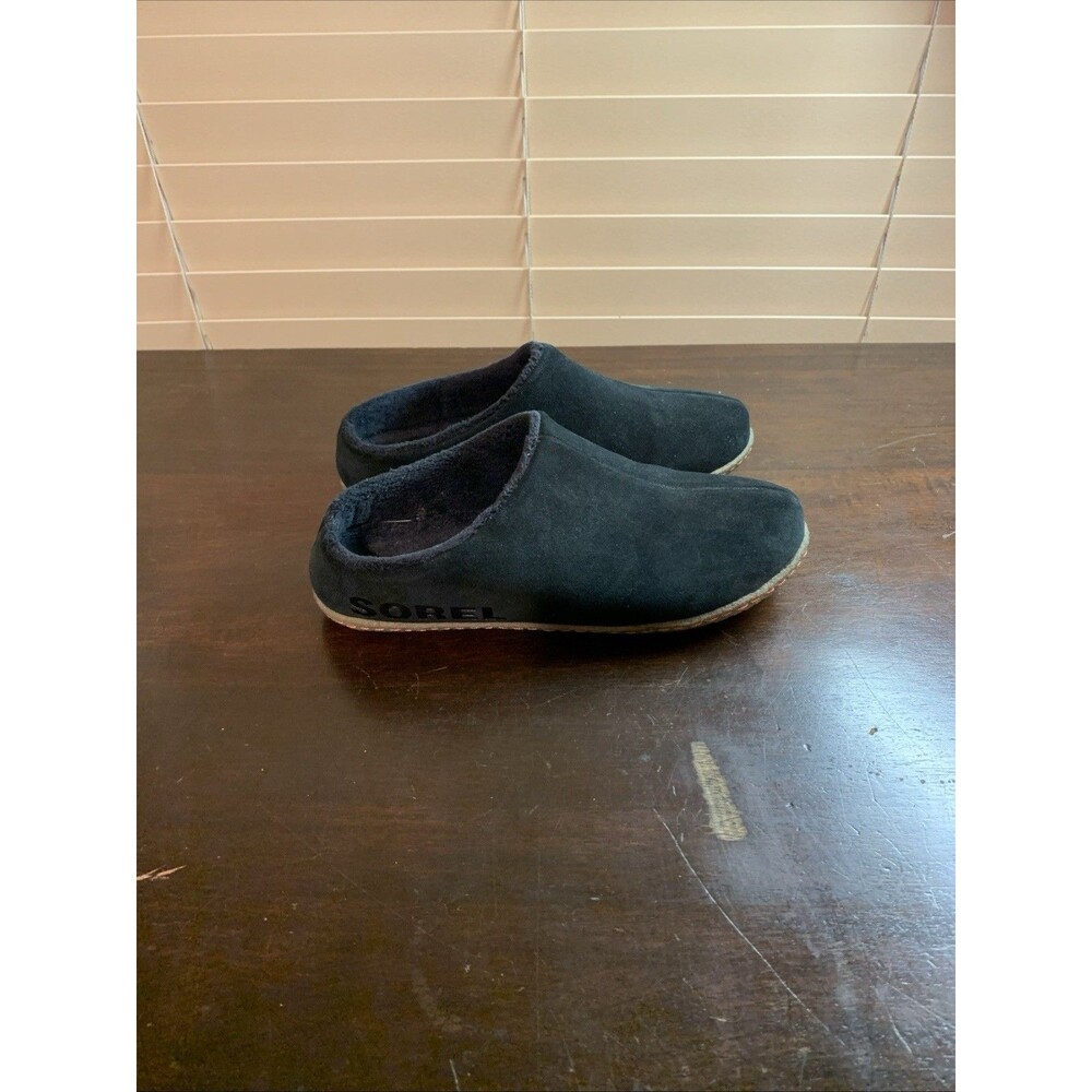Sorel Slippers Size 5 Black Lanner Ridge Suede Slip On Comfort Shoes